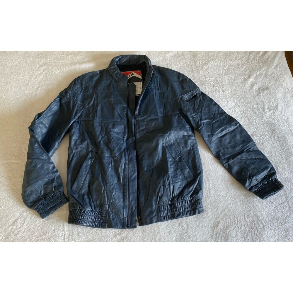 Leather Motorcycle Jacket - Dainese, mens 50 (medium) Dark Blue